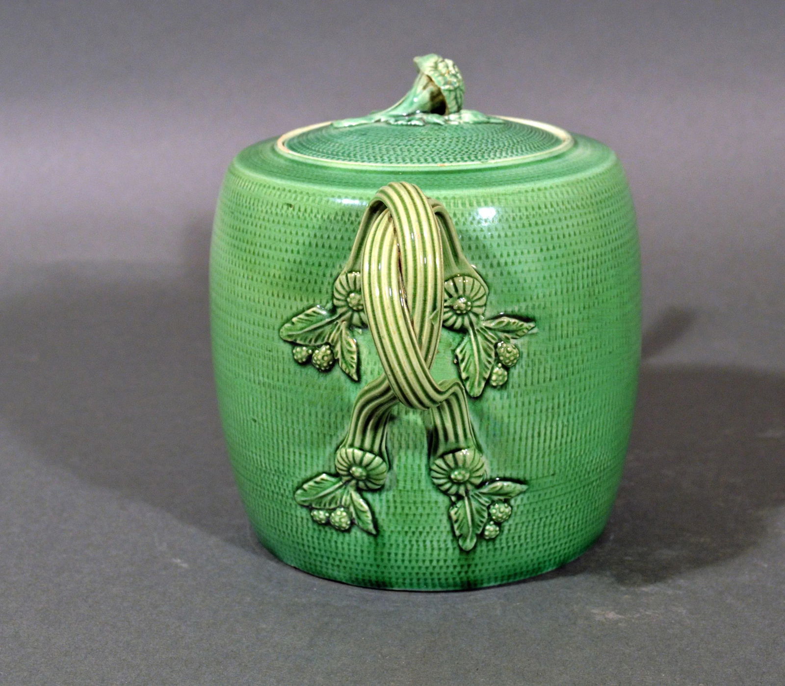 English Creamware Pottery Green Glazed Teapot & Cover, Swinton, Yorkshire - 3