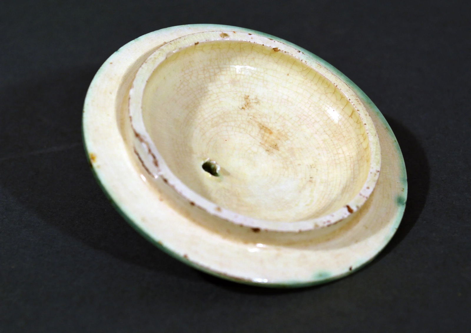 English Creamware Pottery Green Glazed Teapot & Cover, Swinton, Yorkshire - 9