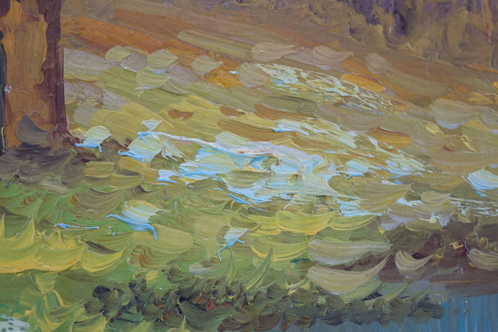 Serenity in the Village - Vintage Village Scene Original Oil Painting on Canvas, Signed - 5