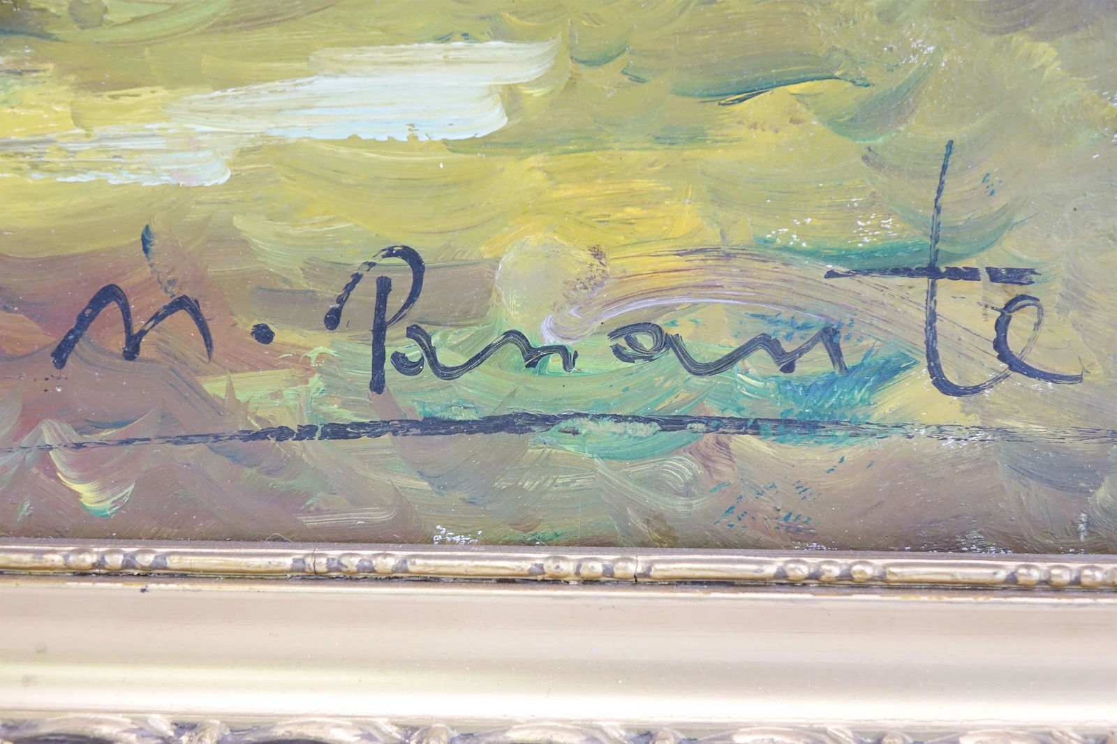 Serenity in the Village - Vintage Village Scene Original Oil Painting on Canvas, Signed - 6