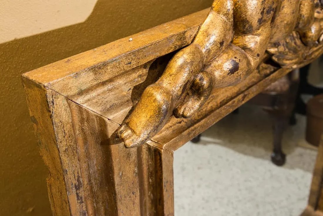 Gold Framed Mirror With Two Putti/ Angels - 2