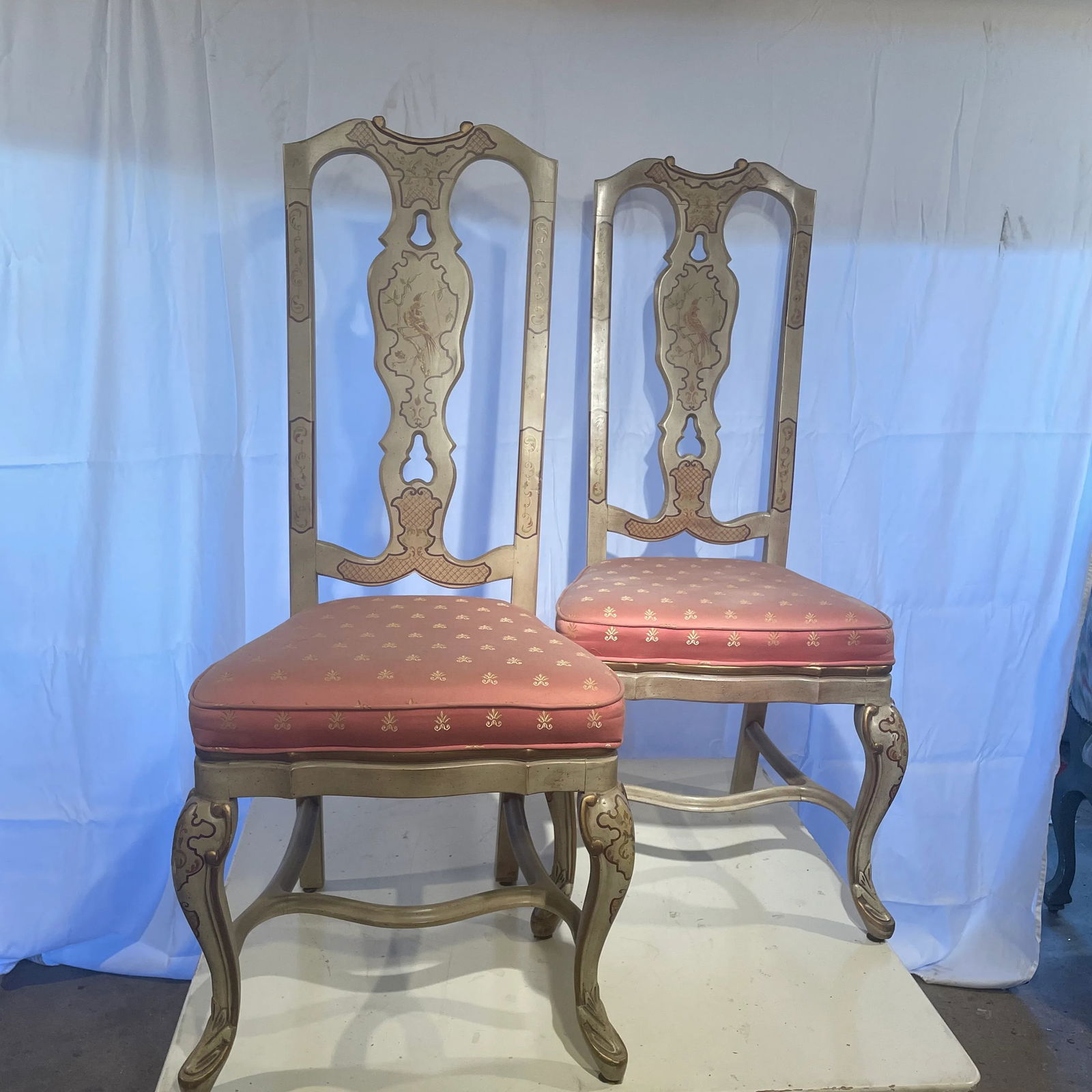 Mid 20th Century Pair of French Style Painted Chairs - 11