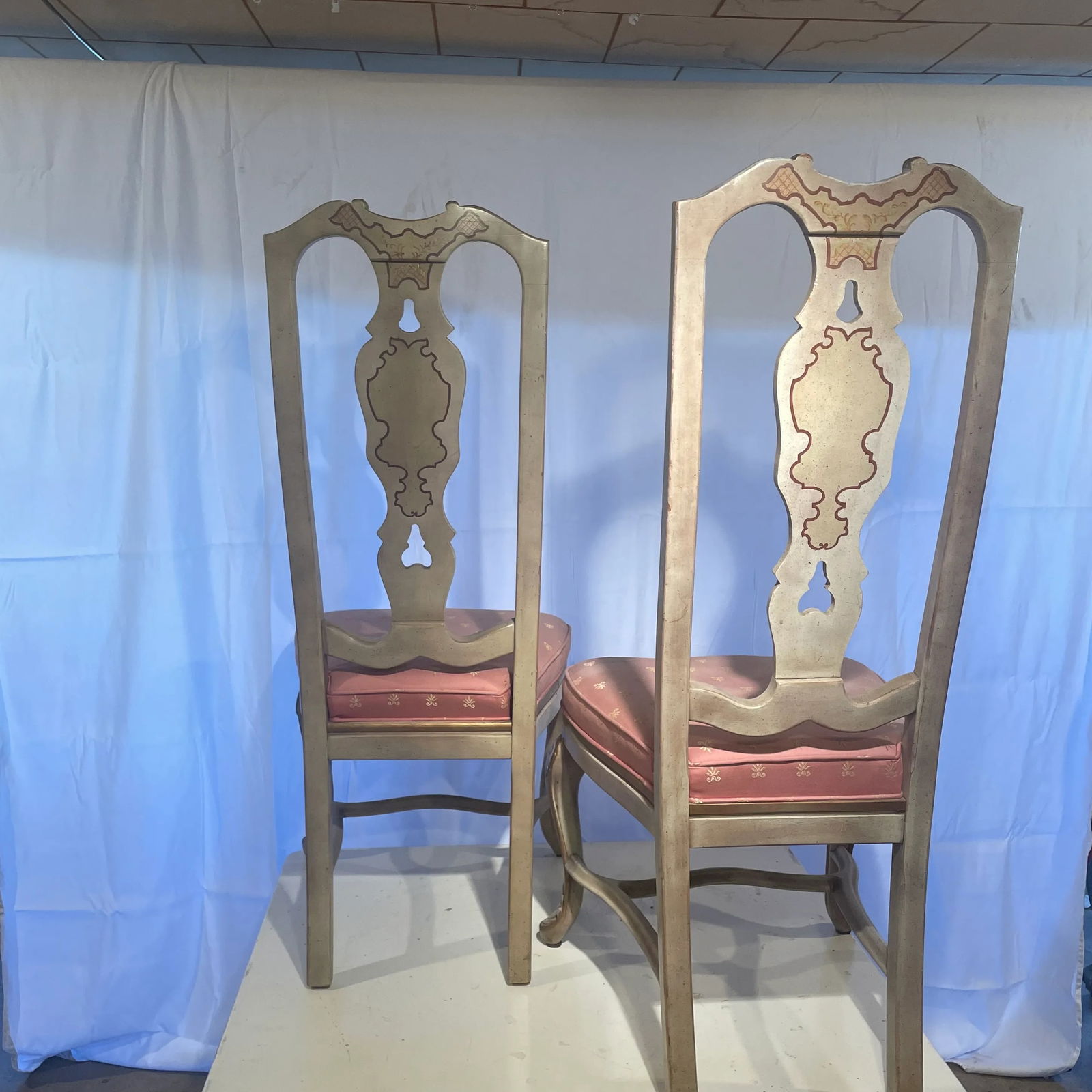 Mid 20th Century Pair of French Style Painted Chairs - 5