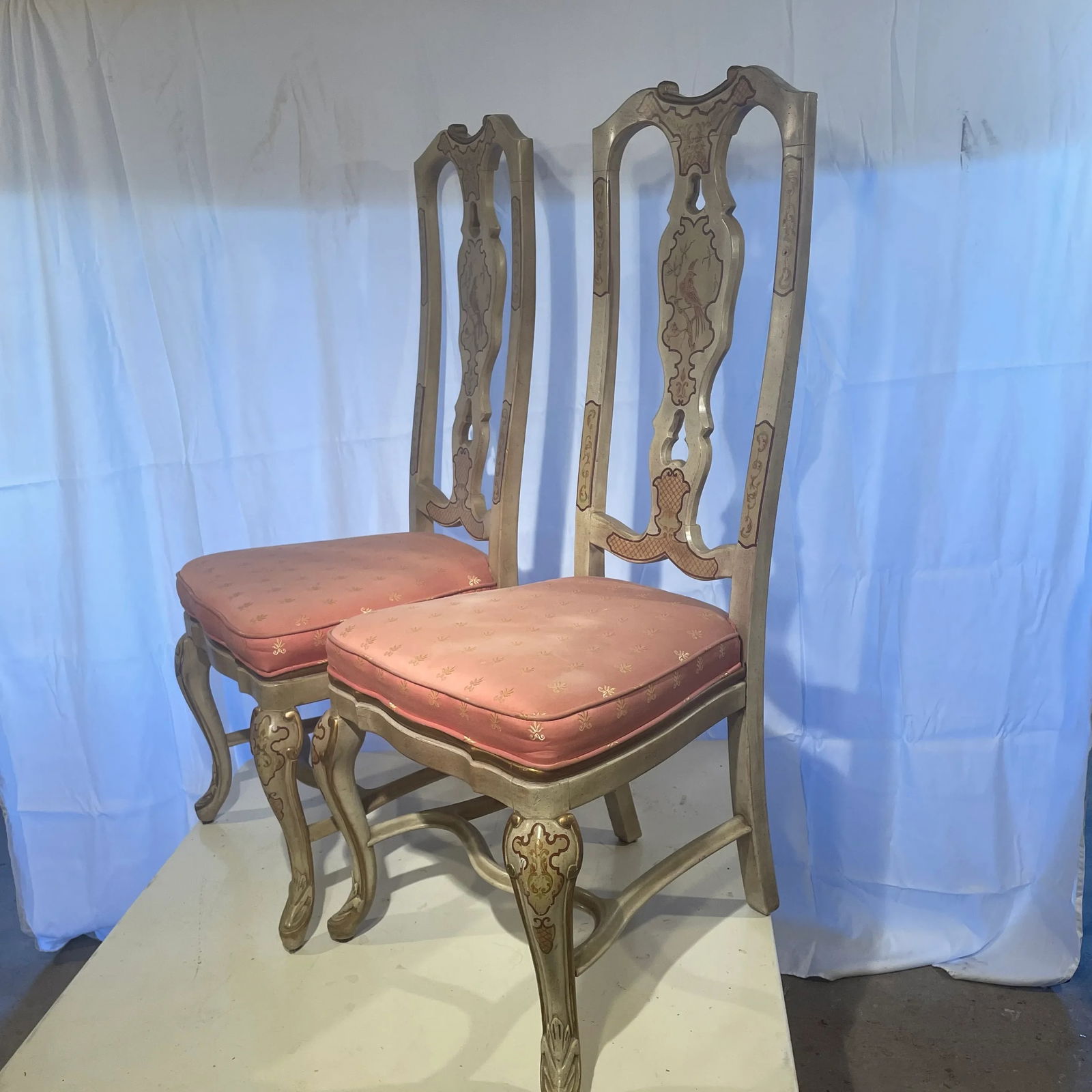 Mid 20th Century Pair of French Style Painted Chairs - 6
