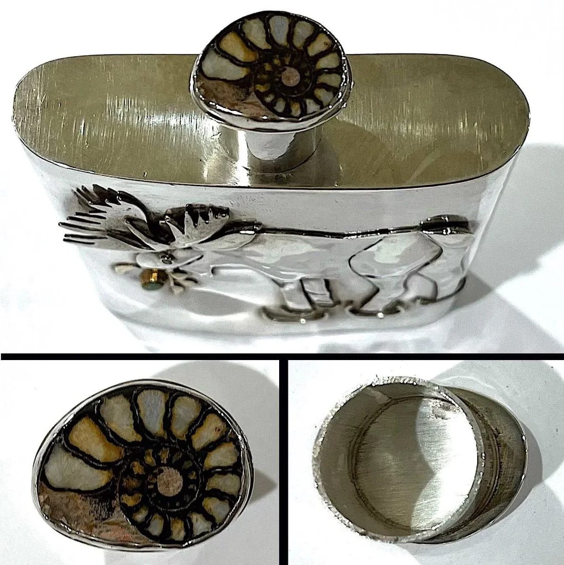 Montana Moose Hand-Forged Sterling Silver and Diamond Flask by Carol Helvey-Woolsey - 10