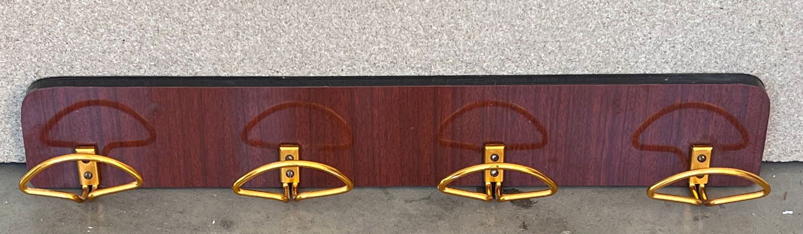 Italian Mid-Century Modern Wood and Brass Wall Coat Hanger, 1960s - 2