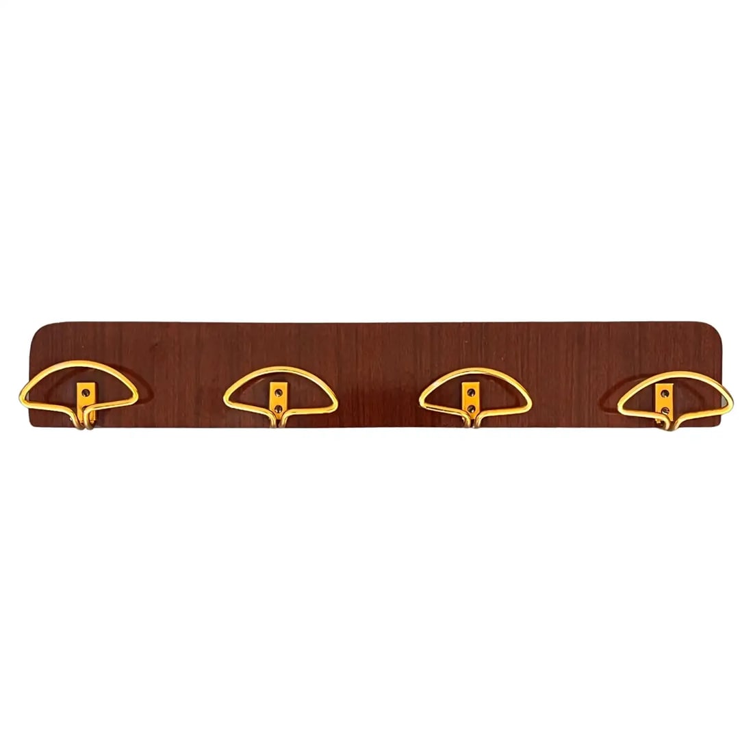 Italian Mid-Century Modern Wood and Brass Wall Coat Hanger, 1960s - 9