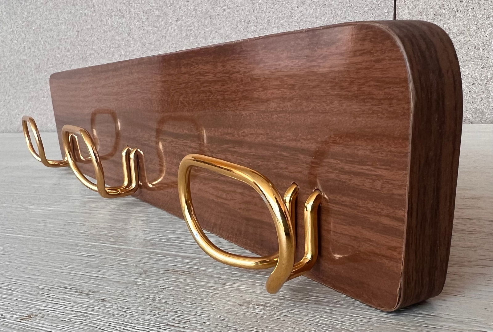 Italian, Mid-Century Modern Wood and Brass Wall Coat Hanger, 1960s - 2