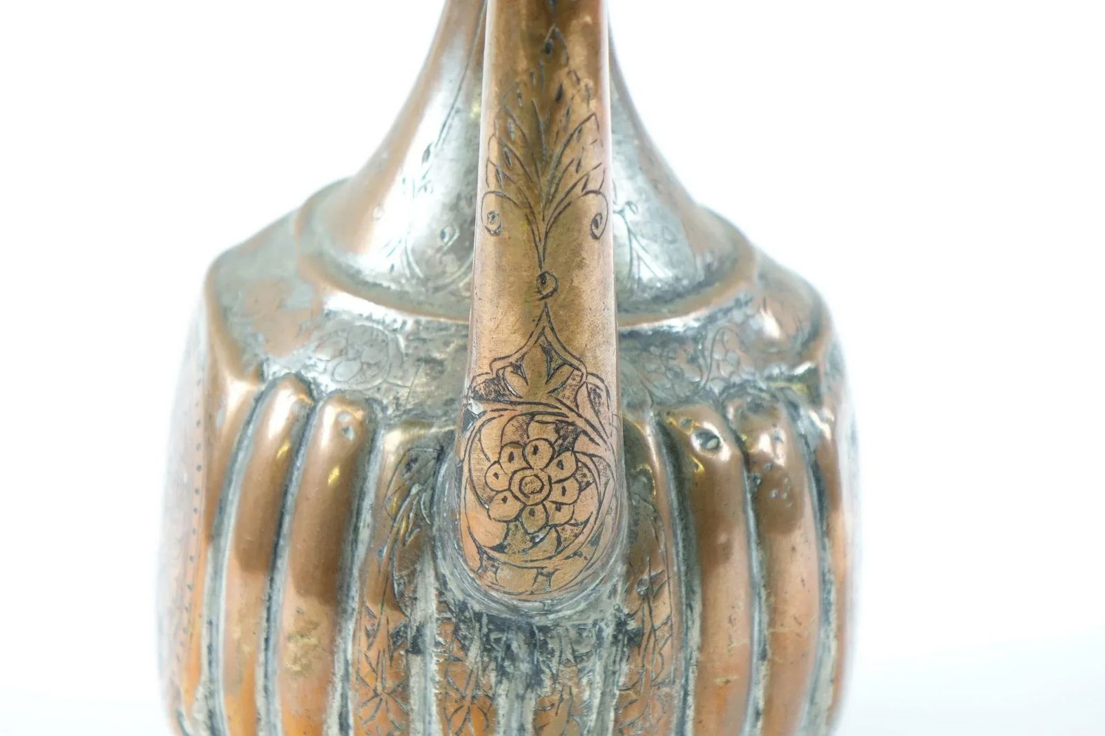 Antique Copper Middle Eastern/Persian Water Ewer – Hand-Carved – 16" Tall - 2