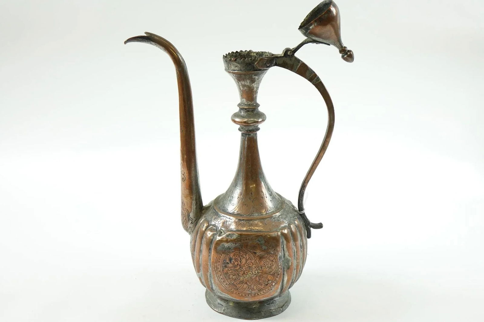 Antique Copper Middle Eastern/Persian Water Ewer – Hand-Carved – 16" Tall - 3