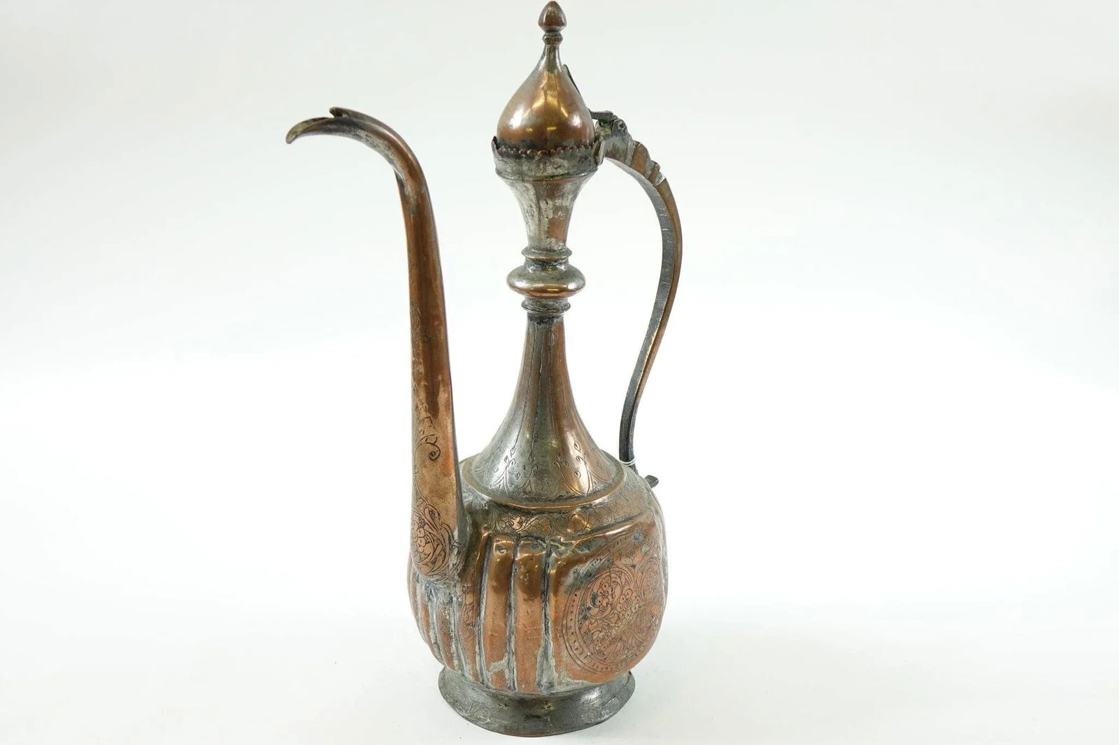 Antique Copper Middle Eastern/Persian Water Ewer – Hand-Carved – 16" Tall - 5