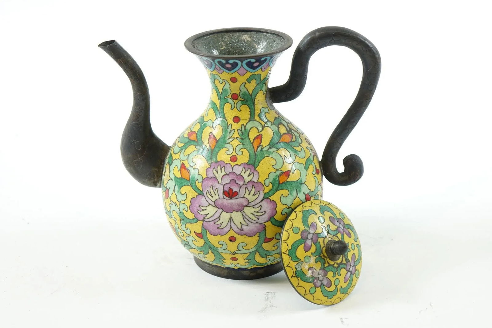 Antique Chinese Cloisonne Teapot - 4