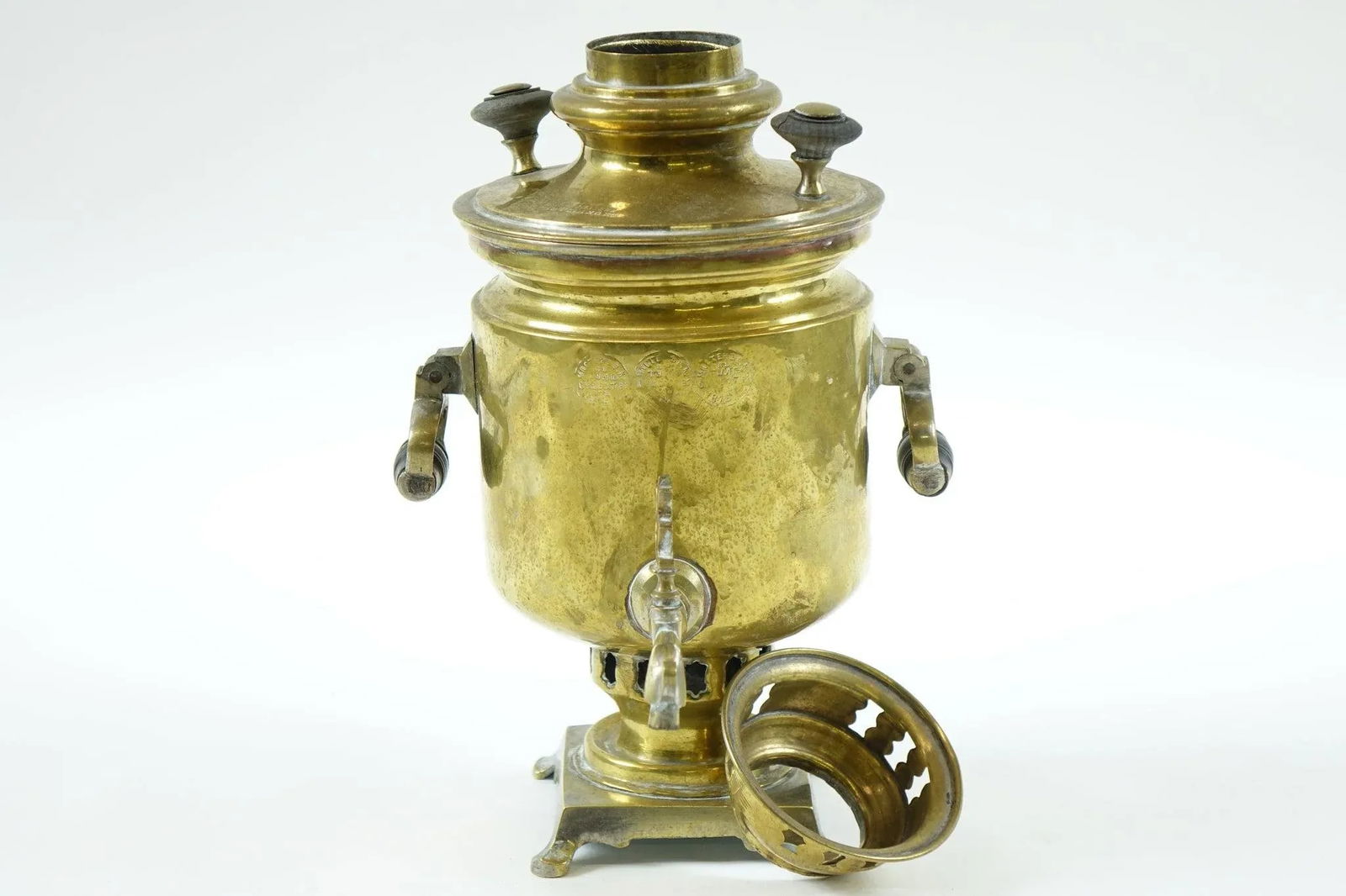 Antique Russian Brass Samovar with 1875 Markings - 7