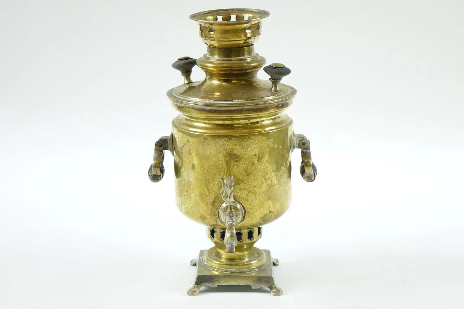 Antique Russian Brass Samovar with 1875 Markings - 8