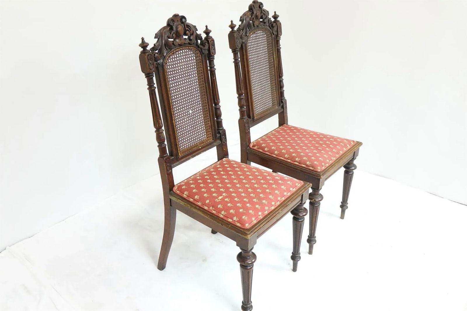 1940s Vintage Chairs With Elaborate Woodwork - a Pair - 10
