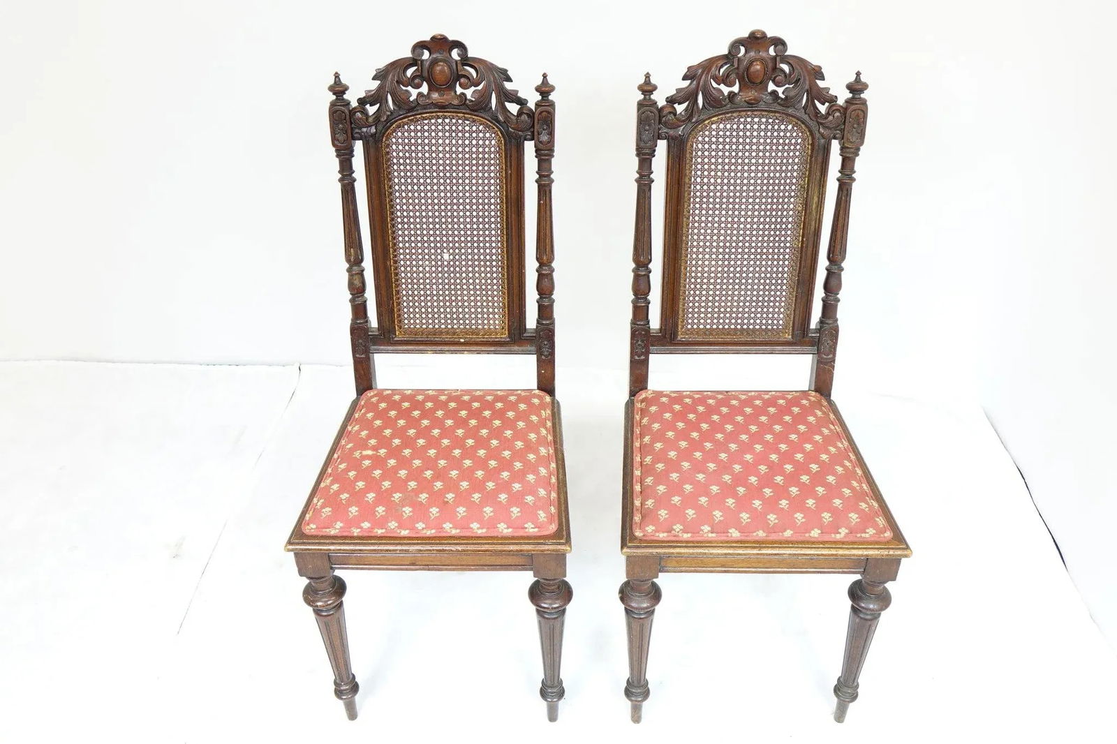 1940s Vintage Chairs With Elaborate Woodwork - a Pair - 11
