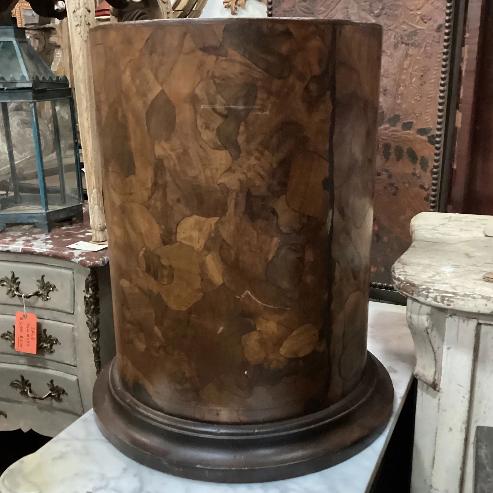 Mid 20th Century Short Solid Wood Veneer Column - 2