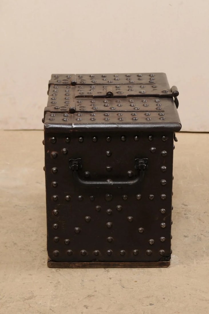18th Century Iron Clad Wood Strong box, Spain - 11