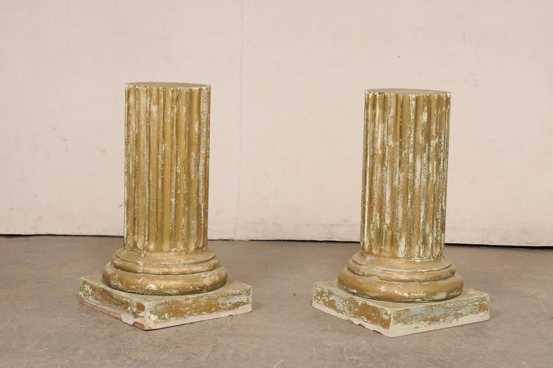 Mid 20th Century Fluted Column Pedestals - a Pair - 2
