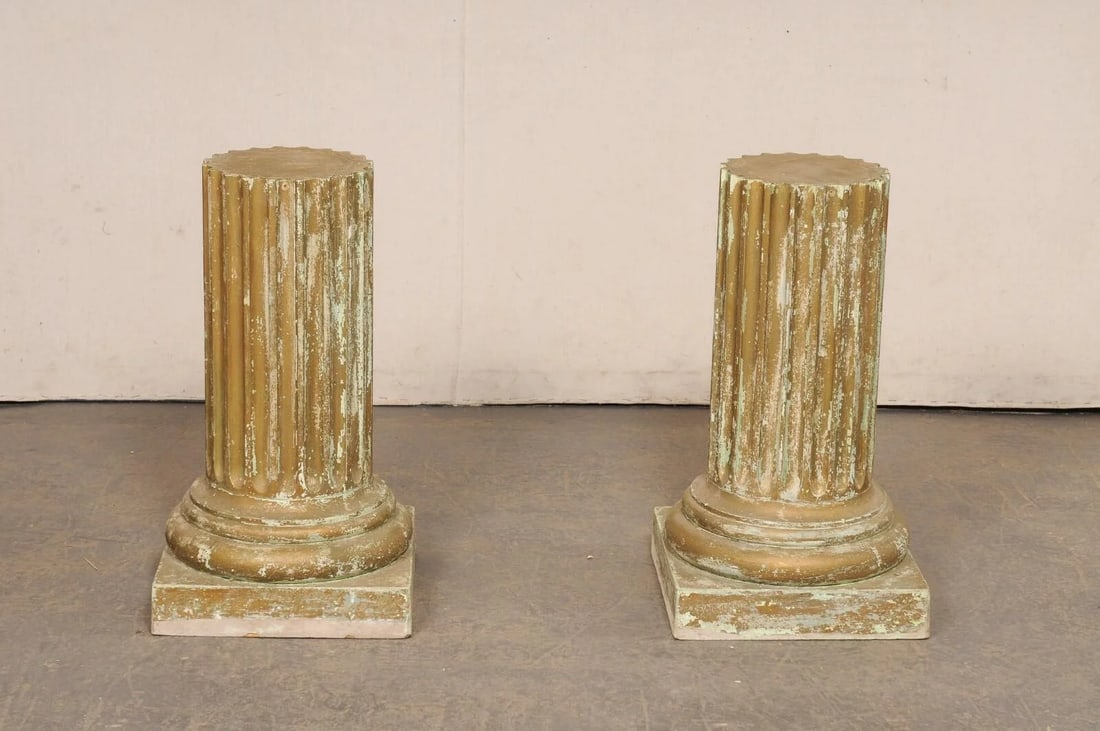 Mid 20th Century Fluted Column Pedestals - a Pair - 3
