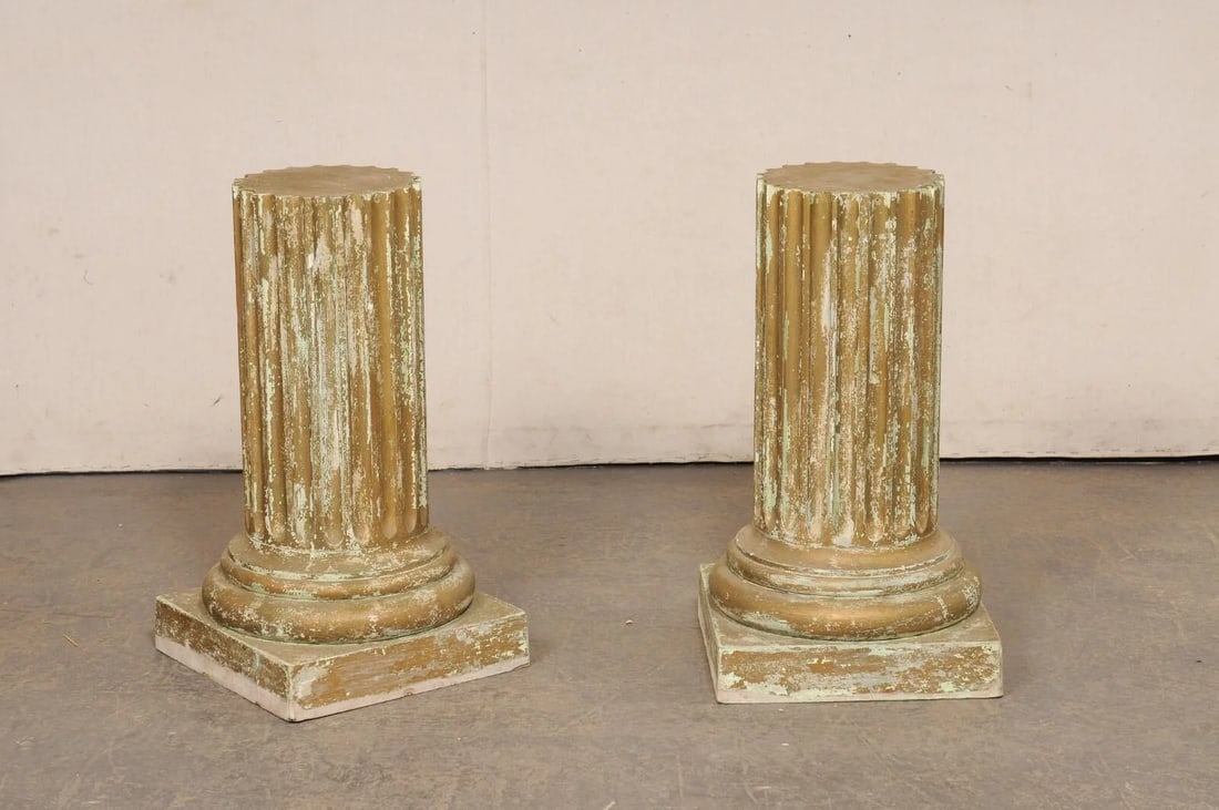 Mid 20th Century Fluted Column Pedestals - a Pair - 4