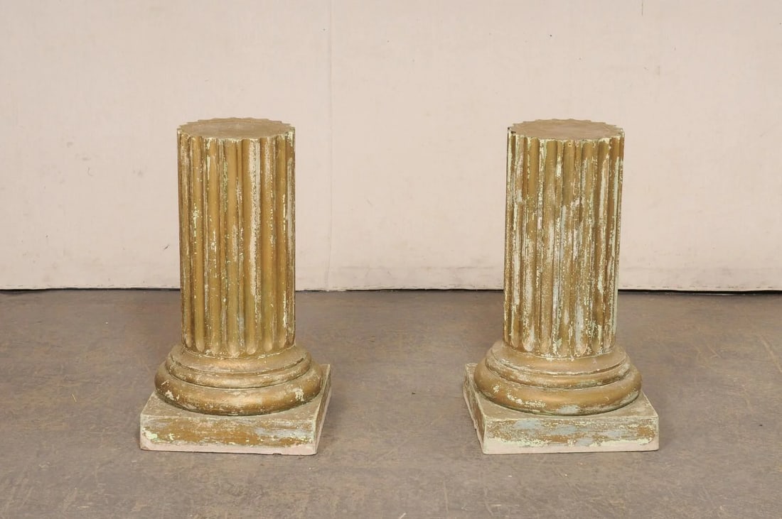 Mid 20th Century Fluted Column Pedestals - a Pair - 7