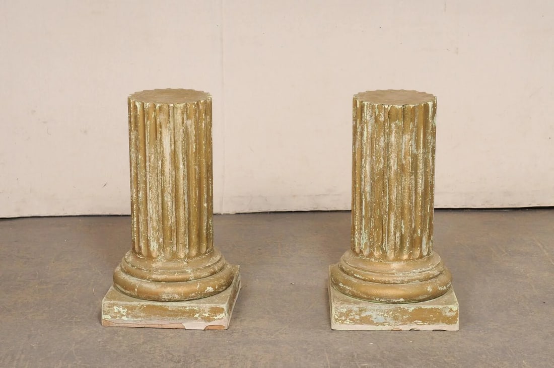 Mid 20th Century Fluted Column Pedestals - a Pair - 9