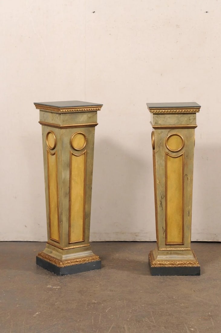 Mid 20th Century Italian Faux-Marble Column Pedestals – A Pair - 10