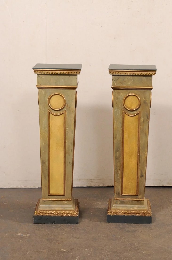 Mid 20th Century Italian Faux-Marble Column Pedestals – A Pair - 2