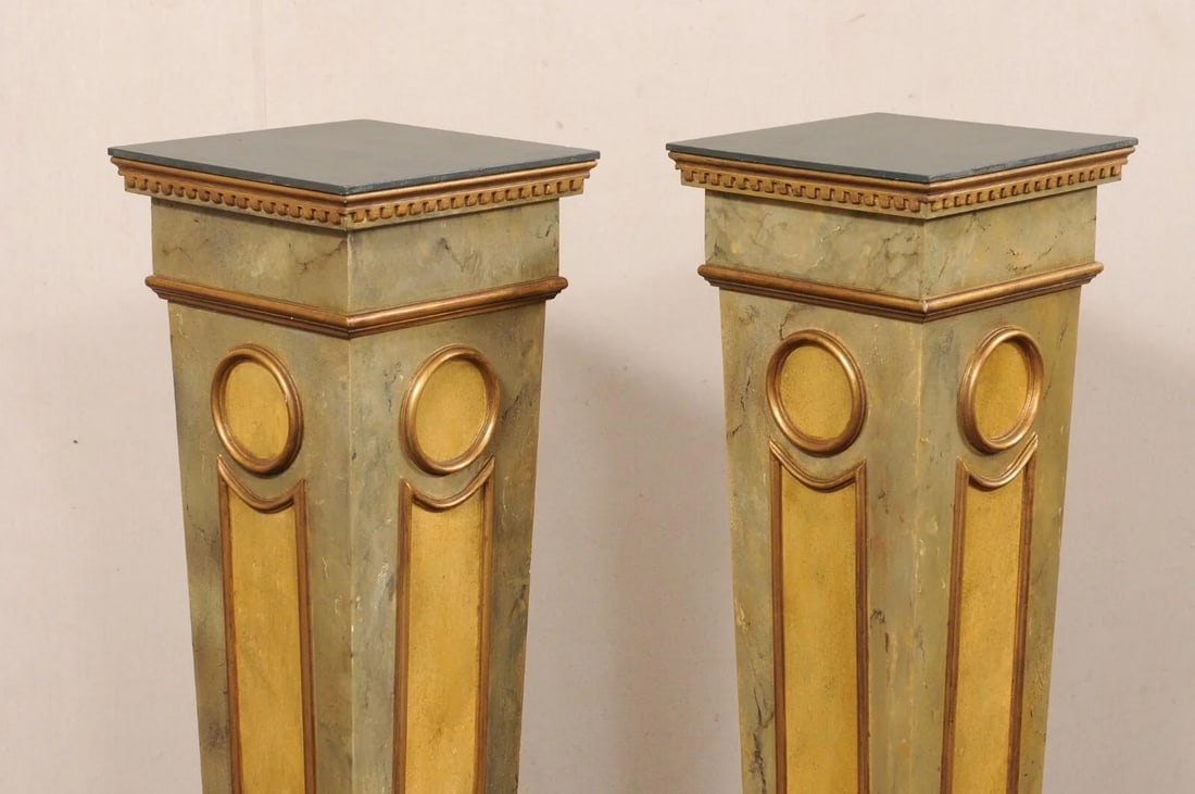 Mid 20th Century Italian Faux-Marble Column Pedestals – A Pair - 3