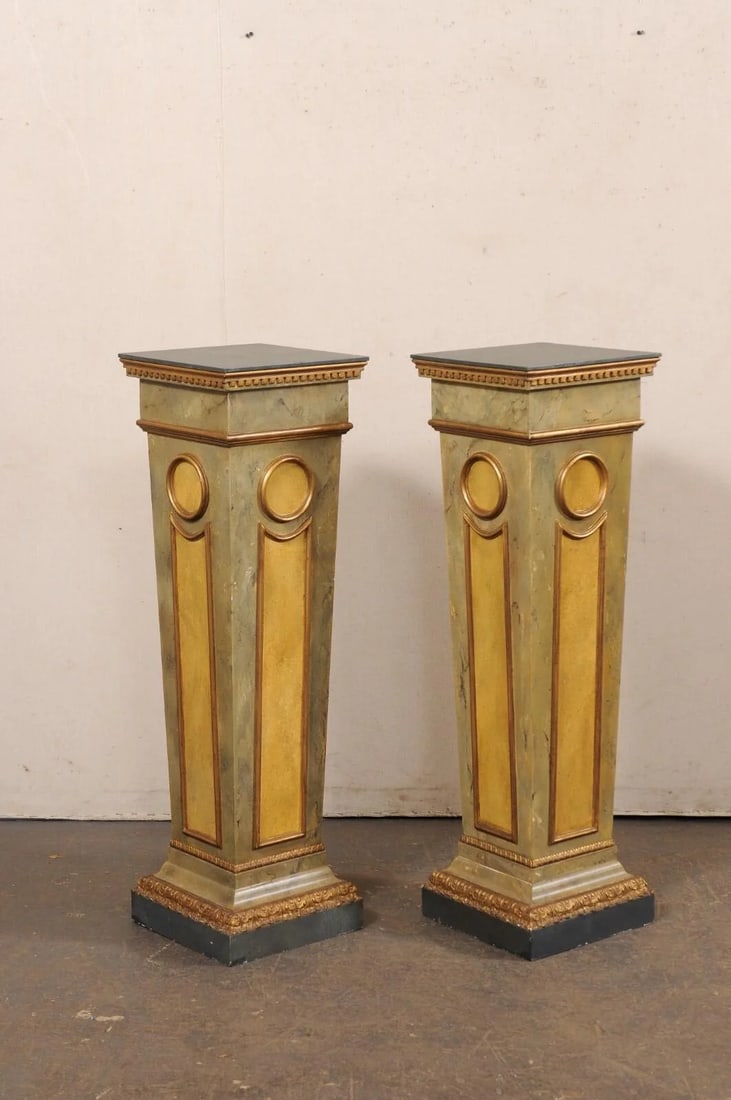 Mid 20th Century Italian Faux-Marble Column Pedestals – A Pair - 6