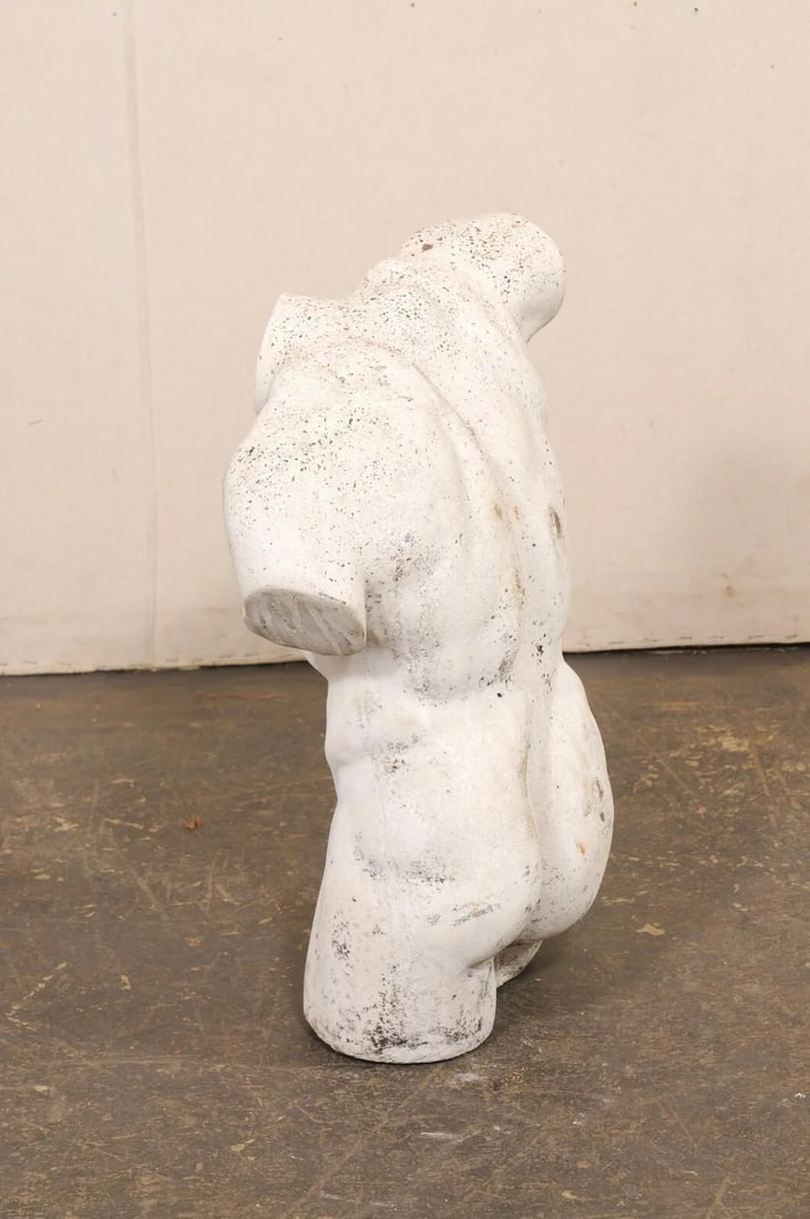 Mid 20th Century French Cast-Stone Nude Male Torso Statue - 10