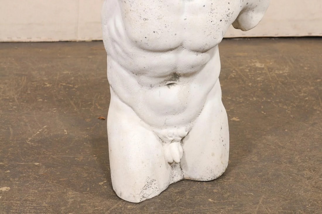 Mid 20th Century French Cast-Stone Nude Male Torso Statue - 2