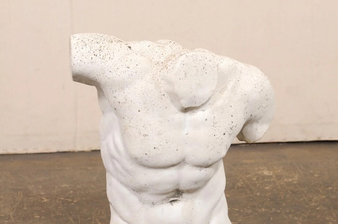 Mid 20th Century French Cast-Stone Nude Male Torso Statue - 6