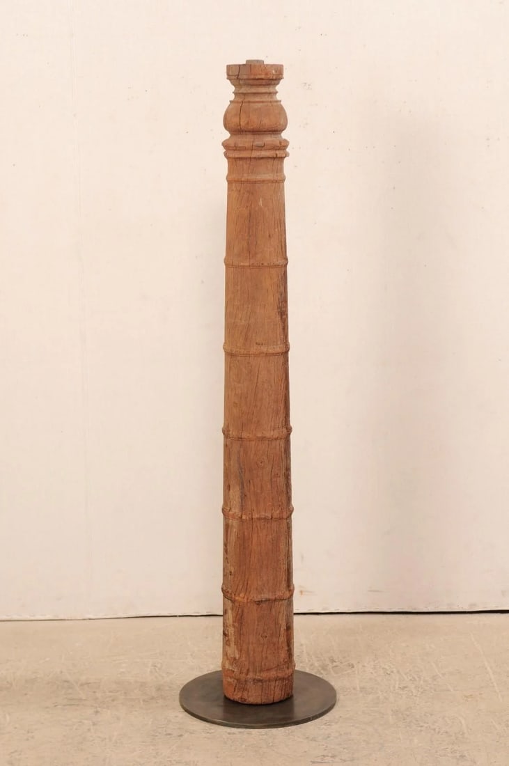 19th Century British Colonial Carved Wood Column on Stand - 3