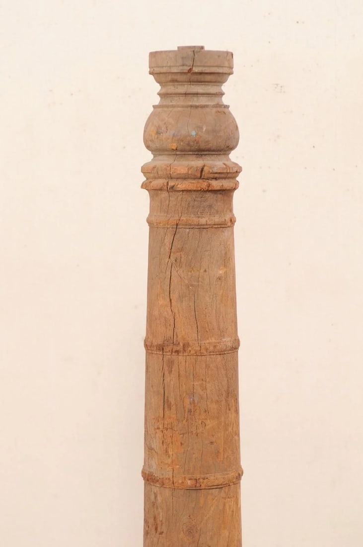 19th Century British Colonial Carved Wood Column on Stand - 4