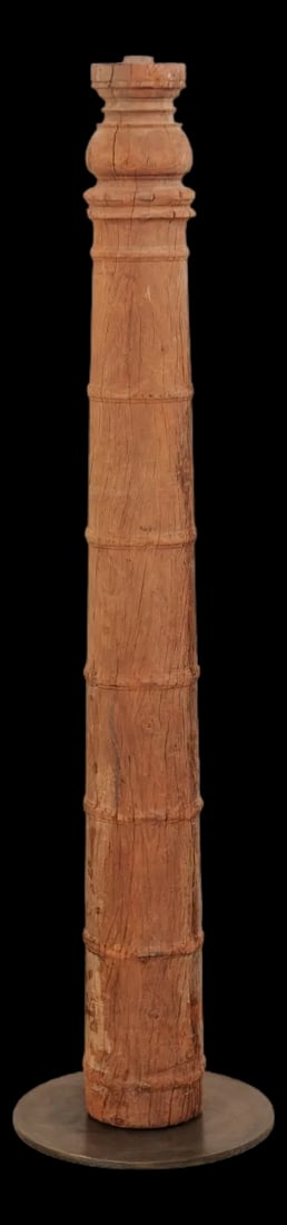 19th Century British Colonial Carved Wood Column on Stand - 5