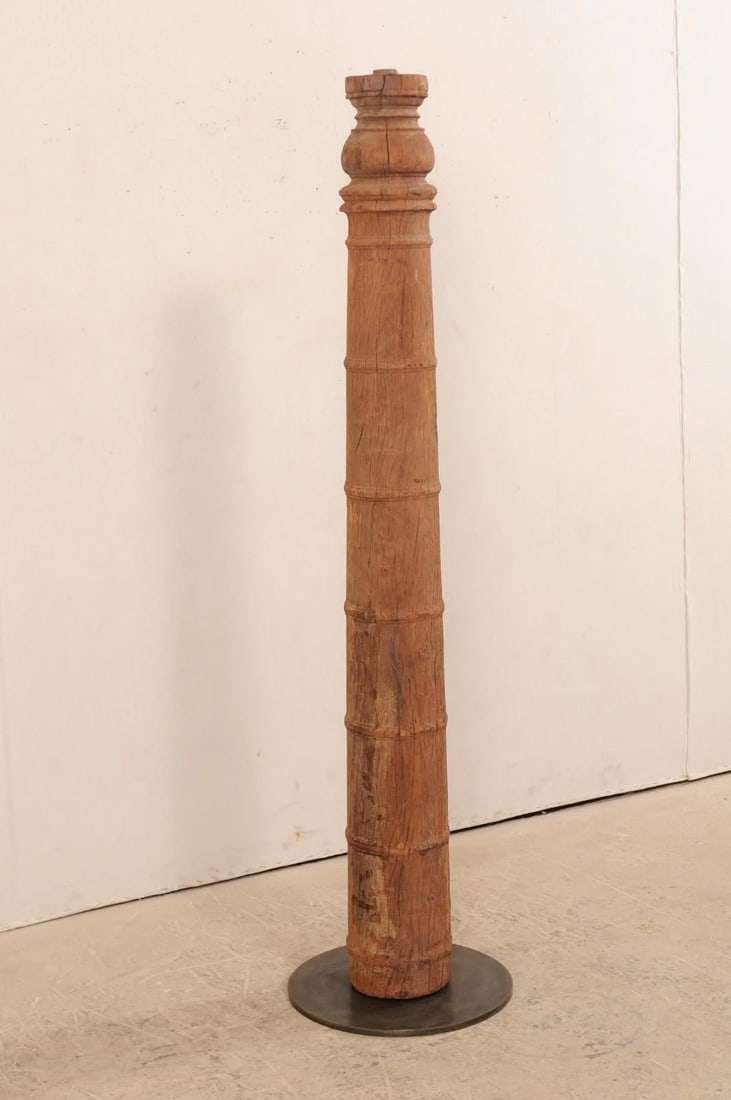 19th Century British Colonial Carved Wood Column on Stand - 6