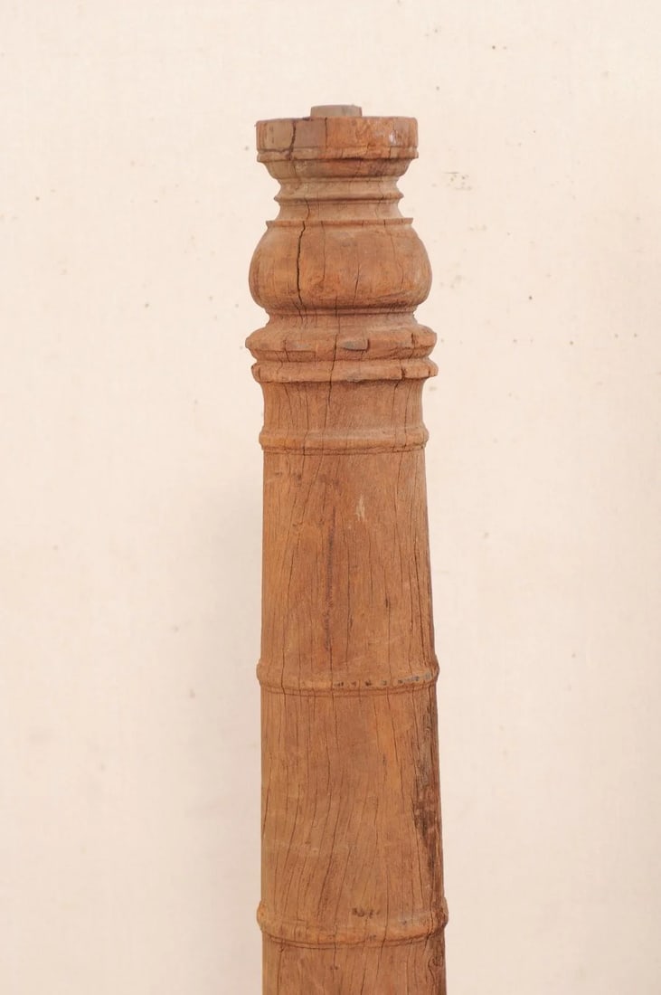 19th Century British Colonial Carved Wood Column on Stand - 9