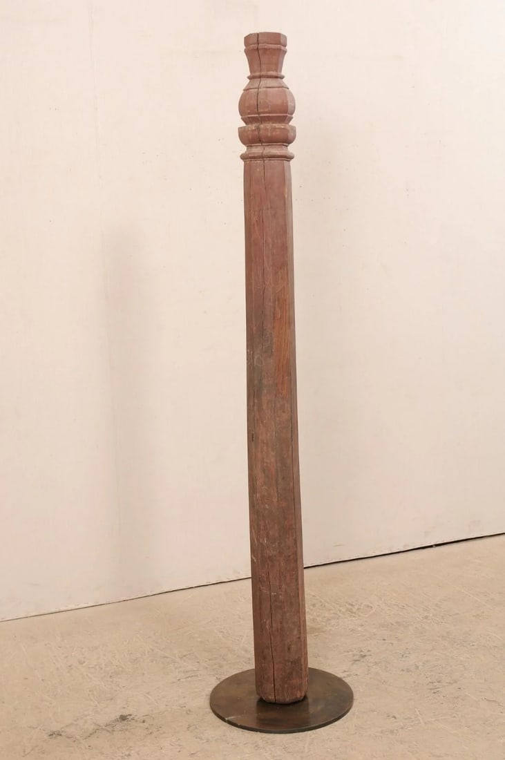 19th Century British Colonial Carved Wood Column on Stand - 10