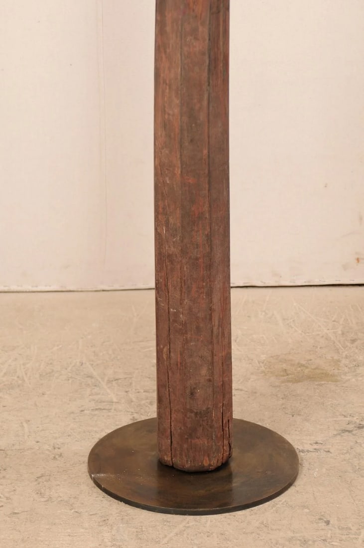 19th Century British Colonial Carved Wood Column on Stand - 2