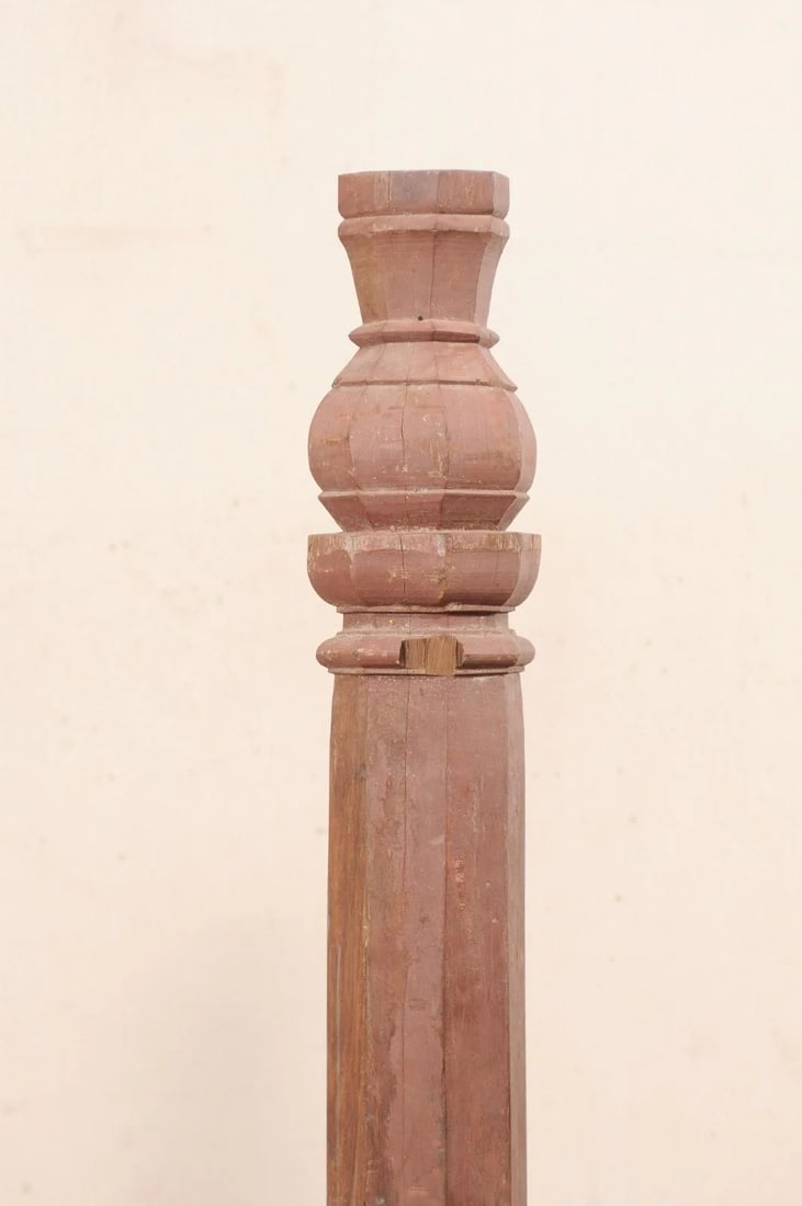19th Century British Colonial Carved Wood Column on Stand - 3