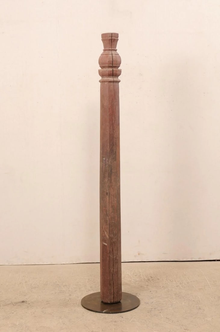19th Century British Colonial Carved Wood Column on Stand - 5