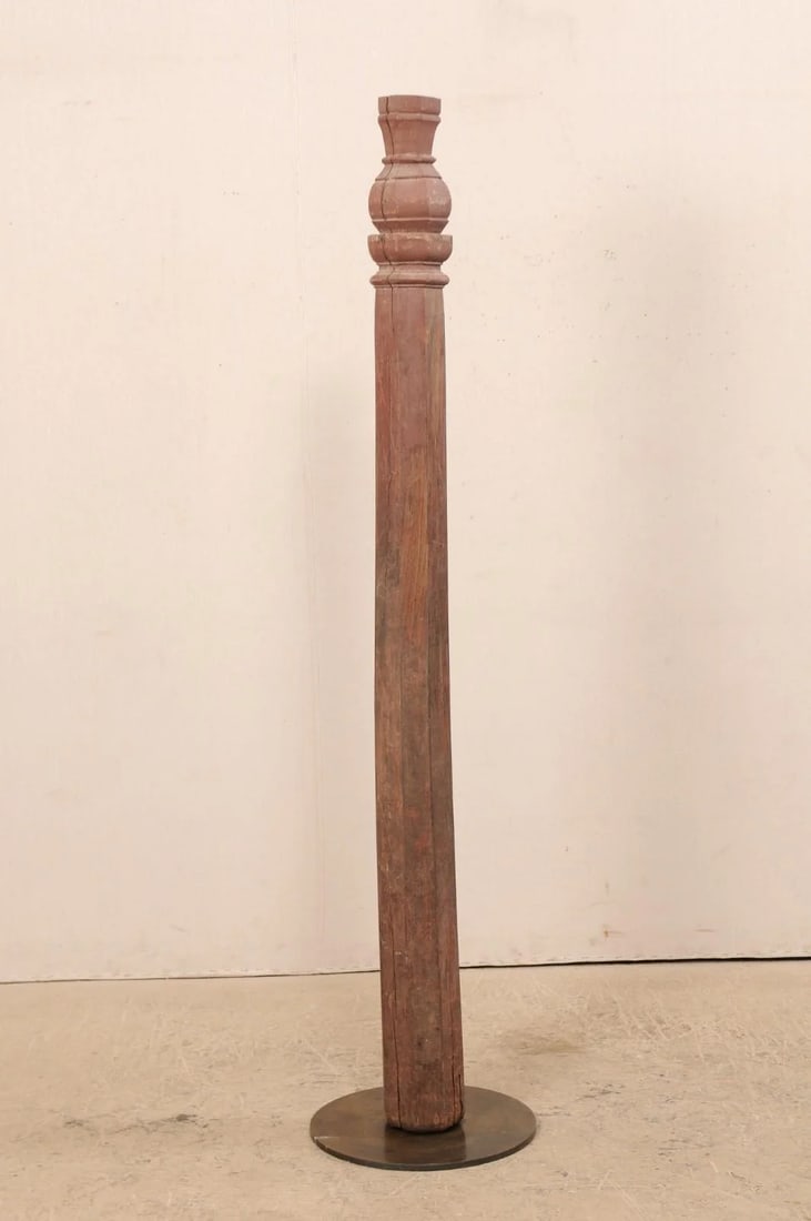 19th Century British Colonial Carved Wood Column on Stand - 6