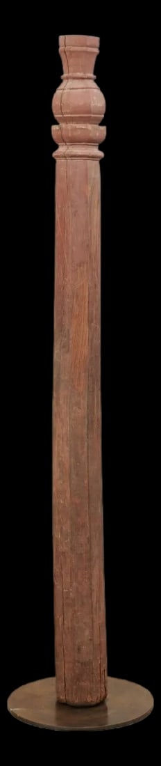 19th Century British Colonial Carved Wood Column on Stand - 7