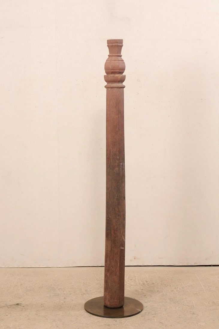 19th Century British Colonial Carved Wood Column on Stand - 8