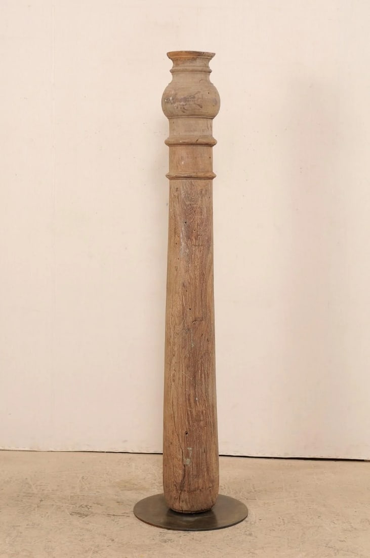 19th Century British Colonial Carved Wood Column on Stand - 10