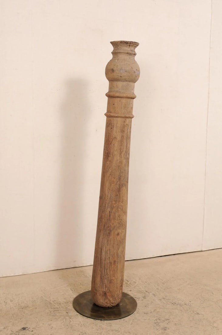 19th Century British Colonial Carved Wood Column on Stand - 2