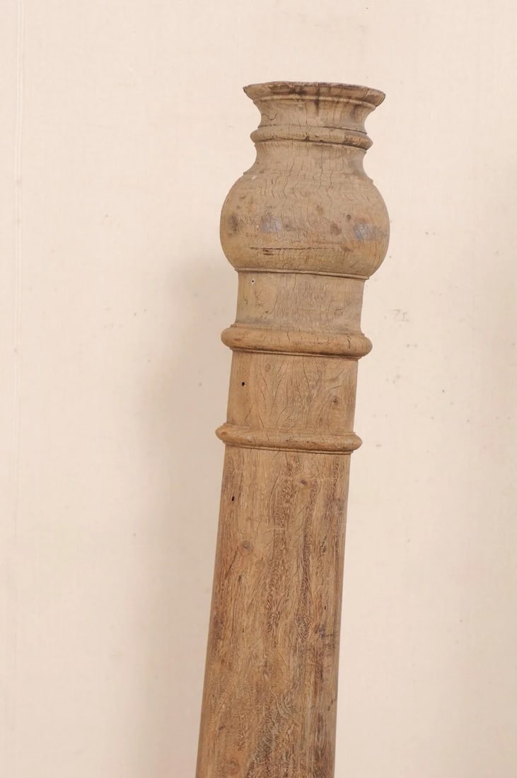 19th Century British Colonial Carved Wood Column on Stand - 3