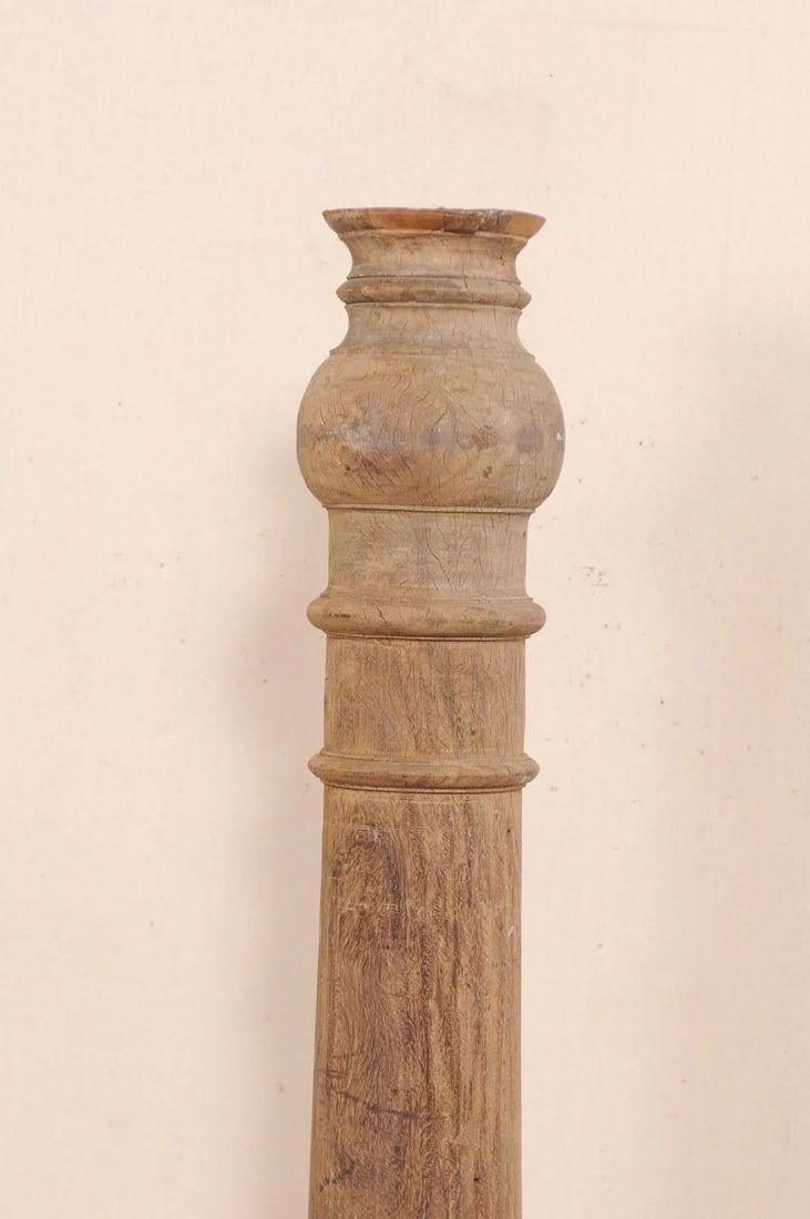 19th Century British Colonial Carved Wood Column on Stand - 8